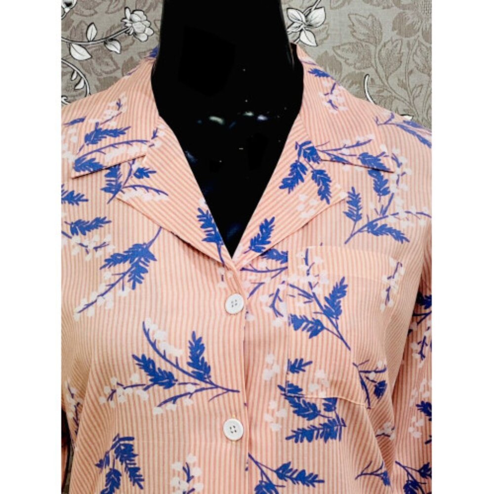 SoieRose Women’s Pajama Set – Linen in Pink and Blue Floral Print - SR1060 - Picture 4 of 6